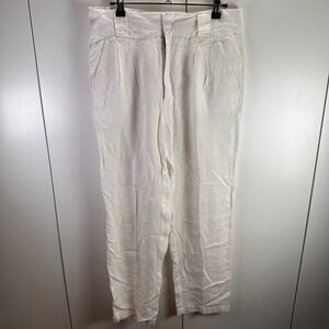 Sundance Womens 6 White Linen Blend‎ High Waist Ankle Pants Chic Boho Minimalist
